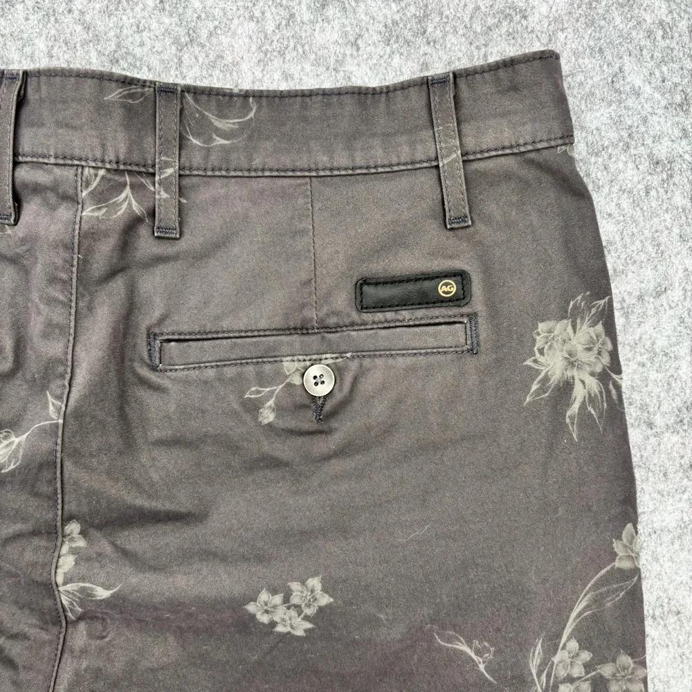 AG Adriano Goldschmied Wanderer Shorts Mens 34 Grey Floral Print Chino Casual